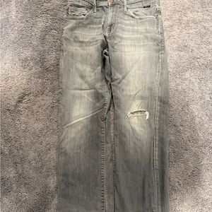 Mavi Matt Relaxed Straight Leg Ripped Jeans Men's Size 31x28 Mid Rise Gray Pants